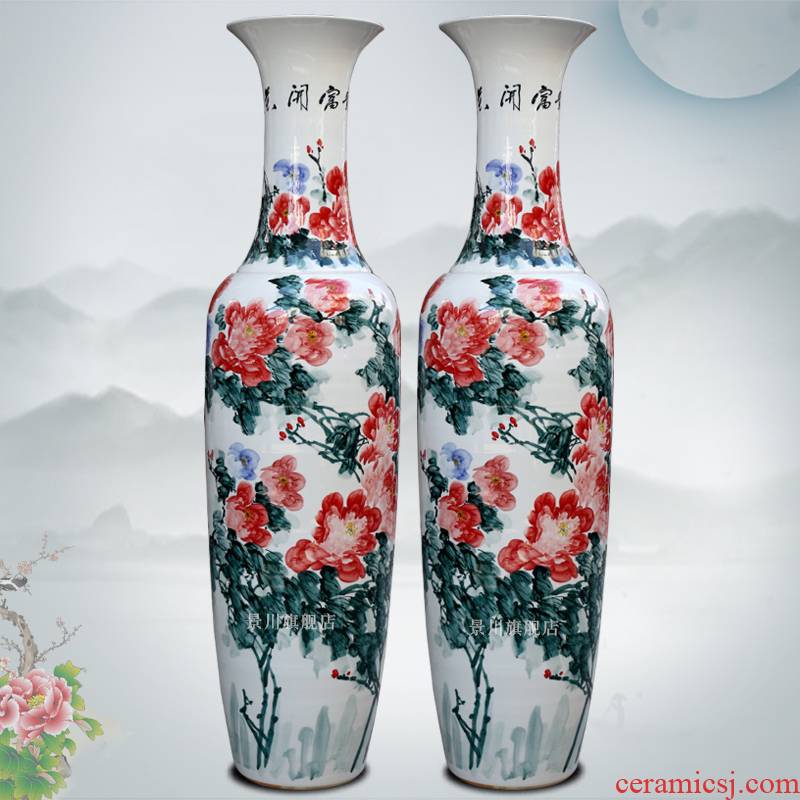 Jingdezhen ceramics from pastel hand - made peony of large vases, I sitting room adornment home furnishing articles