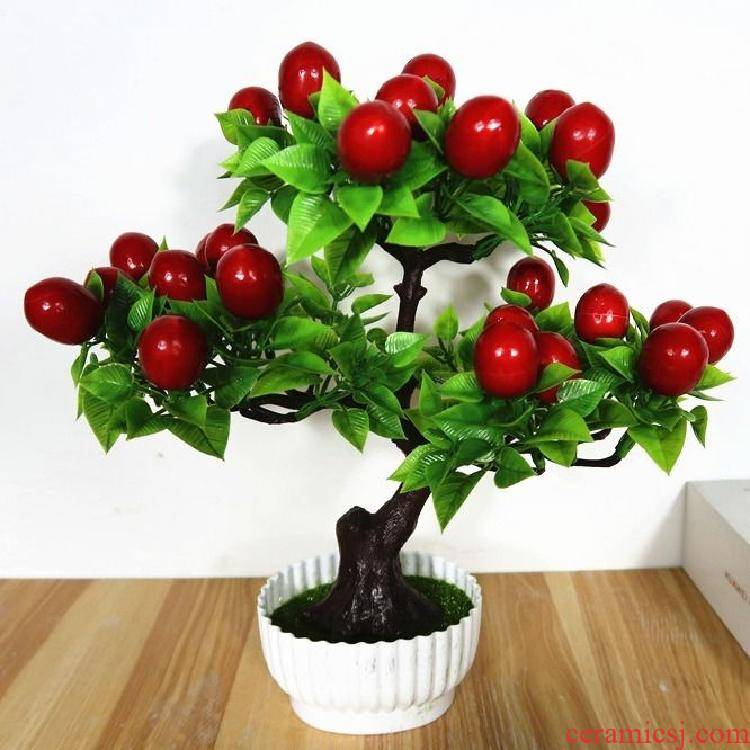 Flowerpot plastic POTS with tray was home potted potted flower adornment elliptical desk combination simulation table, small ornament
