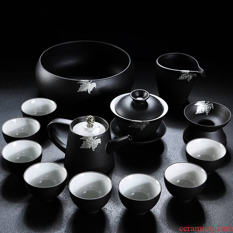 Old &, ceramic household kung fu tea set contracted tea tray was Japanese tureen coarse pottery cups of black tea POTS