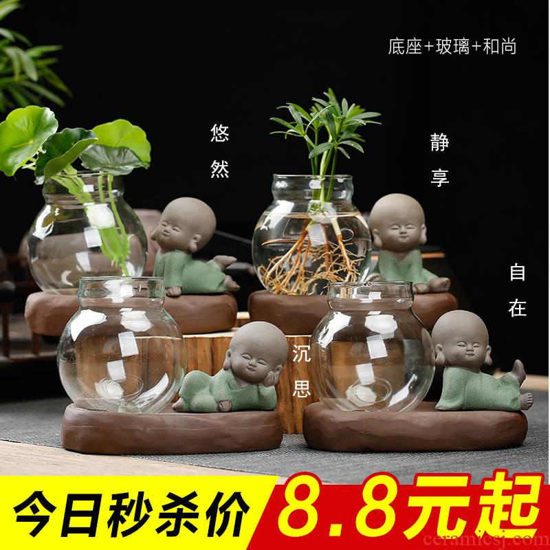 Vase glass transparent ceramics hydroponic other meat flowerpot zen furnishing articles sitting room tea pet creative express little pure and fresh