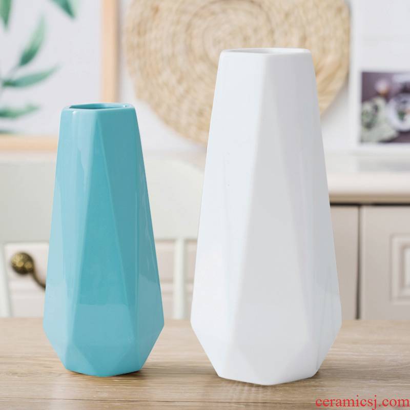 Ins Nordic ceramic vases, small pure and fresh and hydroponic flower arranging contracted white modern Nordic household decorates sitting room furnishing articles
