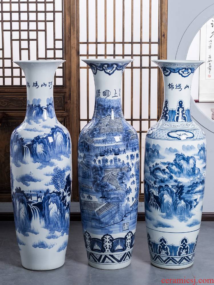 Hand - made ching Ming blue and white porcelain is jingdezhen ceramics painting of large vases, furnishing articles sitting room adornment extra large