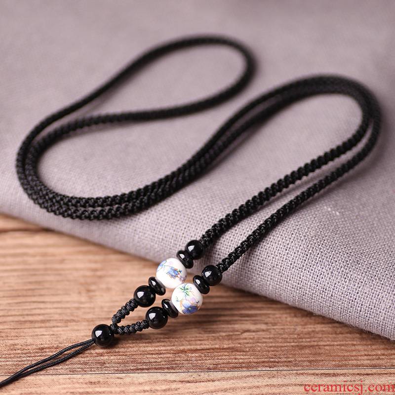 Dream YunGe ceramic round bead necklace rope with men and women do not adjust wek - jin and hand - woven pendant red rope hanging on the rope