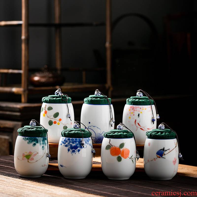 Fujian gen caddy fixings ceramic seal tank household contracted portable mini small storage POTS Japanese kung fu tea set
