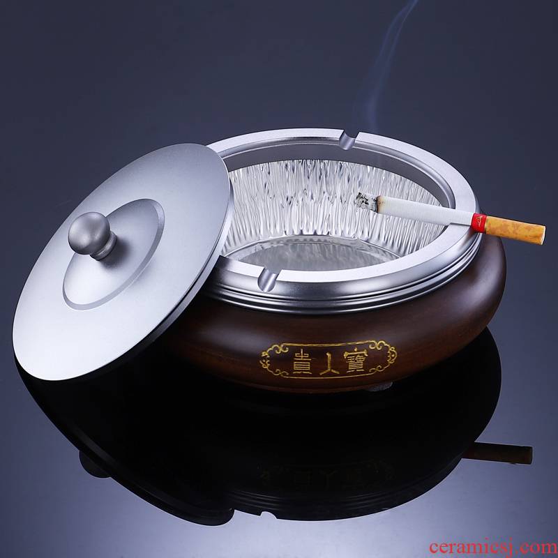 Morning high solid wood fashionable ashtray no clean rosewood gift hotel office with cover an ashtray tea taking