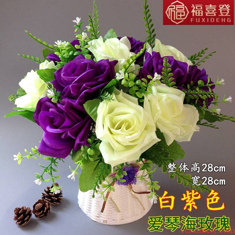 Fu xi 's European simulation furnishing articles suit to decorate the sitting room tea table table arranging flowers potted rose
