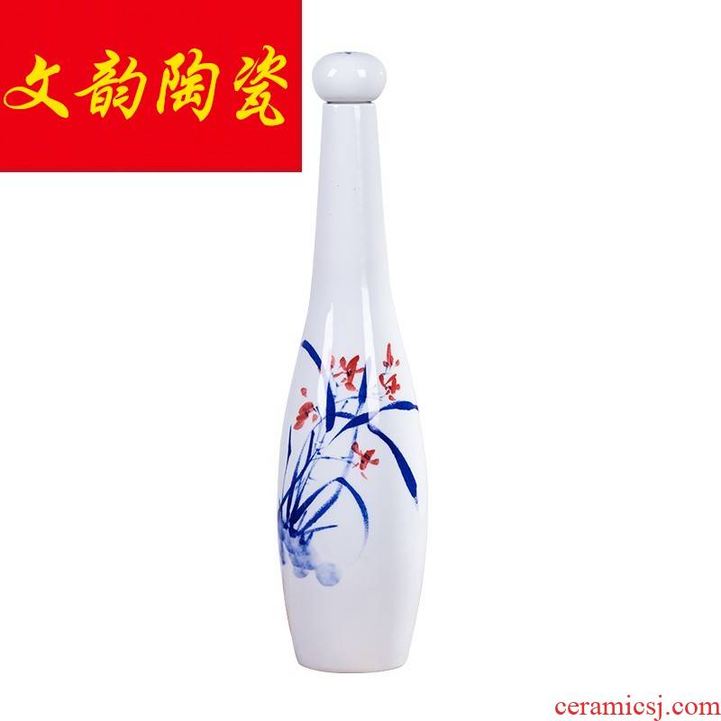 Jingdezhen porcelain 5 jins of hand - made of ceramic terms bottle 5 jins of jars hip flask with long youligong red wine
