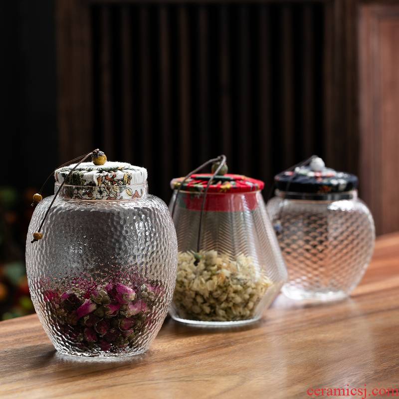 Fujian gen caddy fixings glass hammer seal pot household contracted moisture - proof packaging wake receives scented tea storage jar
