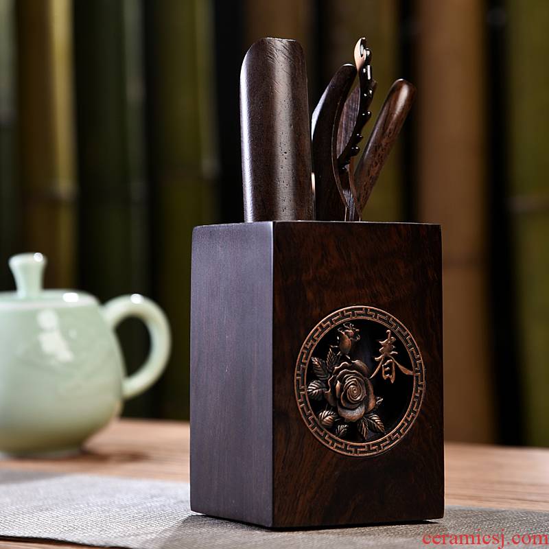 Gorgeous young creative kung fu tea accessories kung fu tea six tea six gentleman 's gentleman' s suit real wood ebony clock