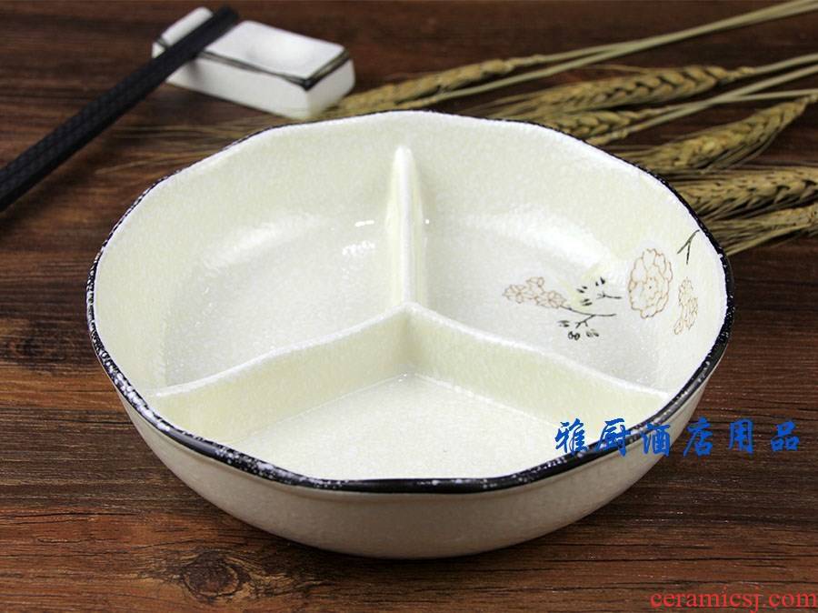Ceramic plate means household adult deepen round Ceramic plate plate multiple points three frames the dinning H,