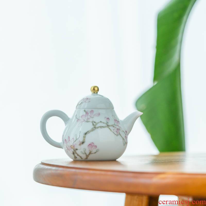 Get in hand - made demand flower small pear pot of 125 ml of jingdezhen ceramic tea pot