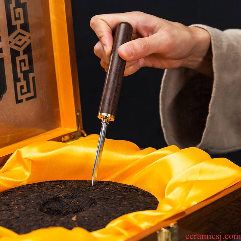 Art of hua limu ChaZhen ebony puer tea knife solid cone kung fu tea tea tea accessories