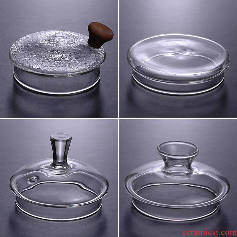 The teapot lid cup high borosilicate glass lid manually lid health lid son mark cup four waves
