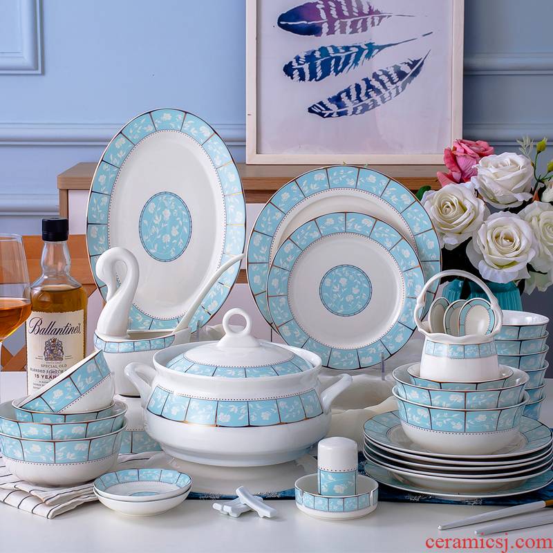 The dishes suit ipads porcelain tableware suit dishes dishes 56/28 spoon head jingdezhen Chinese style household ceramics