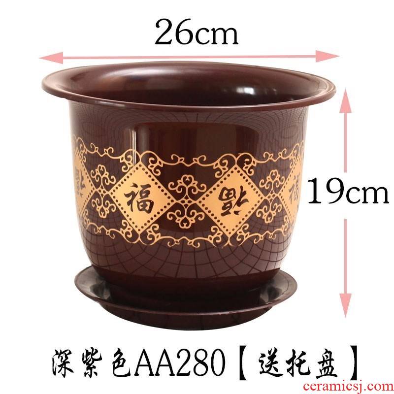 Heavy flowerpot circular plastic floor imitation potted household indoor and is suing ceramics thickening the send round flower pot.