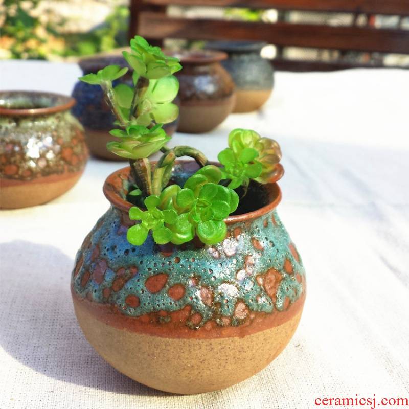 Two fleshy flowerpot ceramic package mail special offer a clearance coarse pottery breathable large - diameter large creative small potted the plants