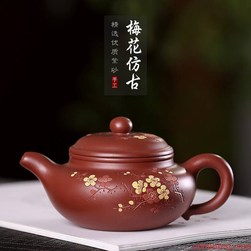 Xu ink yixing purple clay teapots undressed ore dahongpao name plum antique pot of tea coloured drawing or pattern suit household contracted single pot