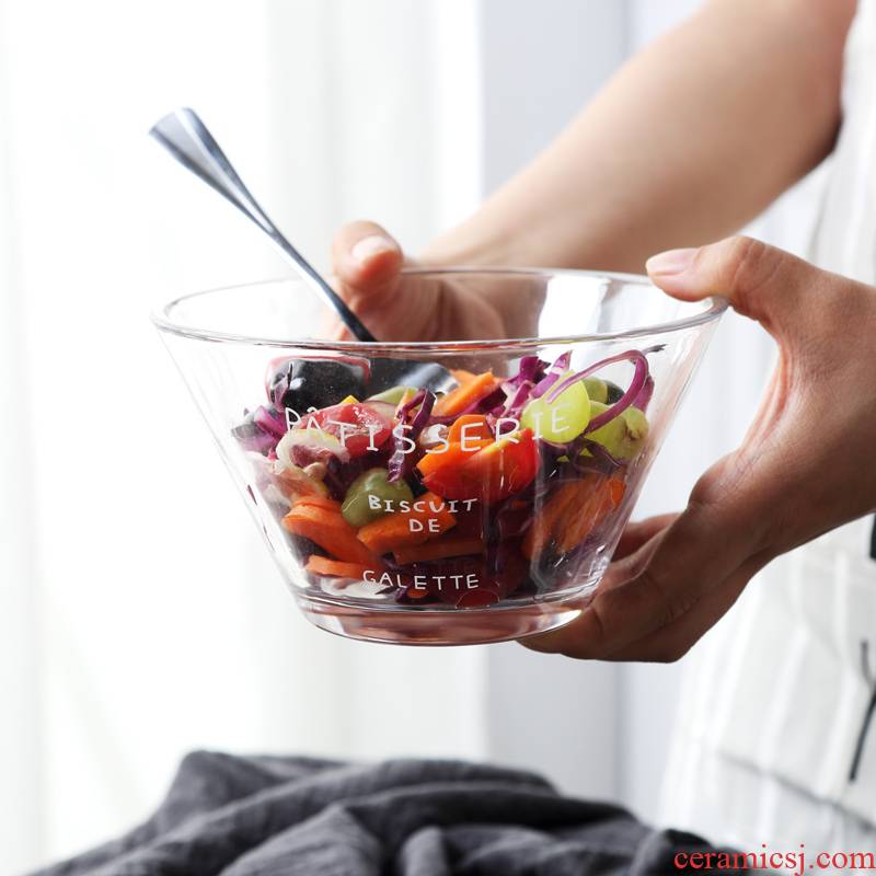 A salad bowl dessert to use creative fruits and vegetables transparent glass tableware large food bowl bowl hat to A bowl of cold such as always