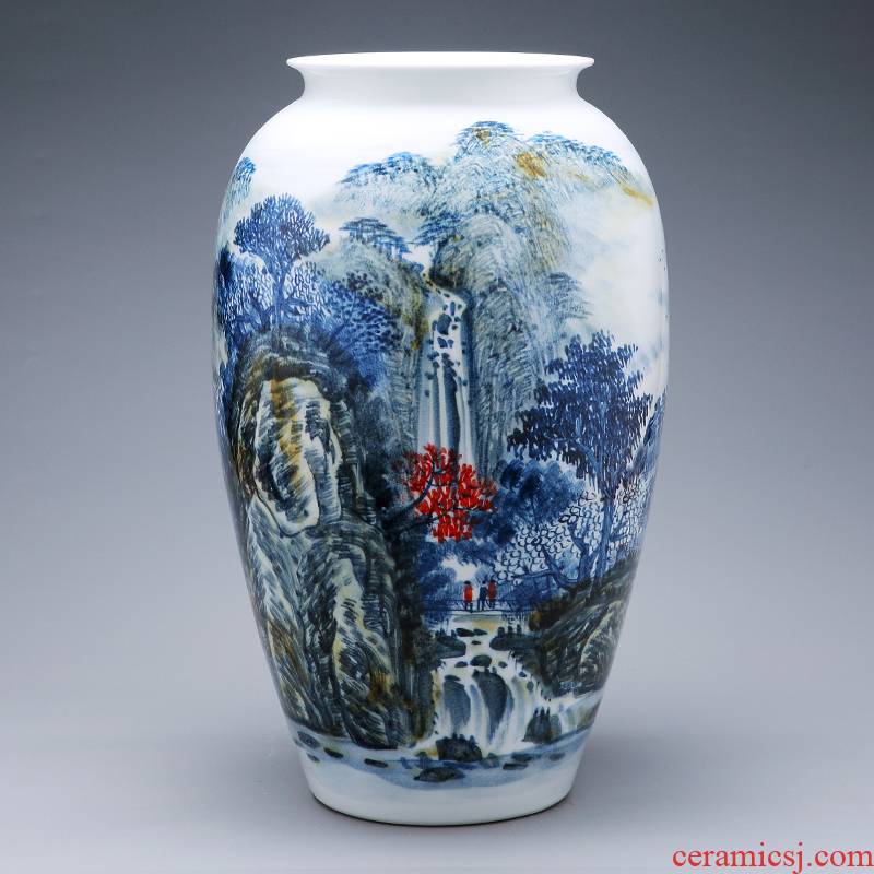 Jingdezhen ceramics hand - made scenery vase large creative Chinese style living room TV ark, home furnishing articles