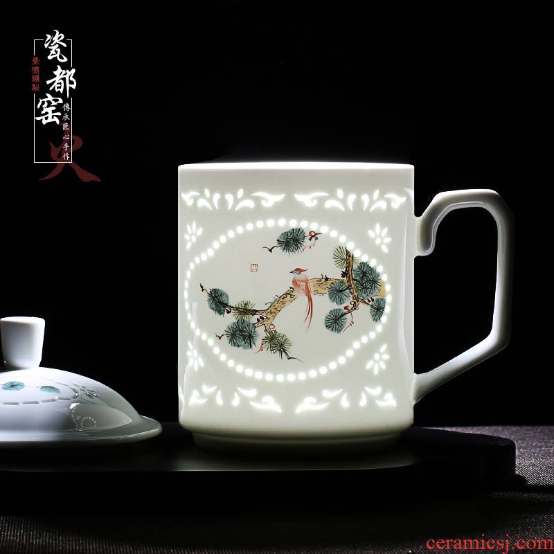 Jingdezhen office and exquisite blue and white porcelain cup business of household of Chinese style hand draw a single flap of make tea cup"
