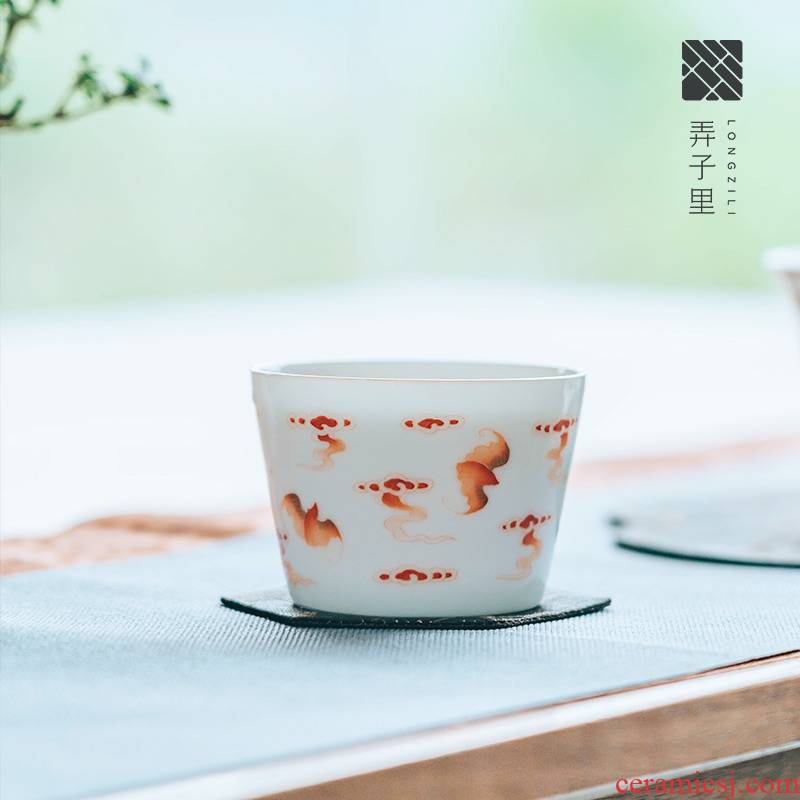 Lane. Five blessings. Jingdezhen checking ceramic hand - made sample tea cup tea cup white porcelain, master