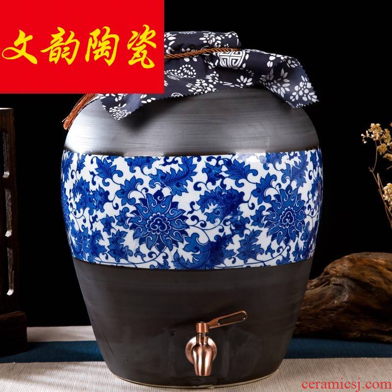 Jingdezhen ceramic jar 10 jins of 50 pounds to restore ancient ways mercifully jars empty bottles of blue and white wine bottle grinding