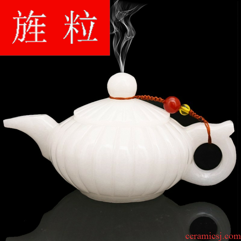 Continuous grain of Afghanistan white jade jade wine pot set jade cup glass household craft gift