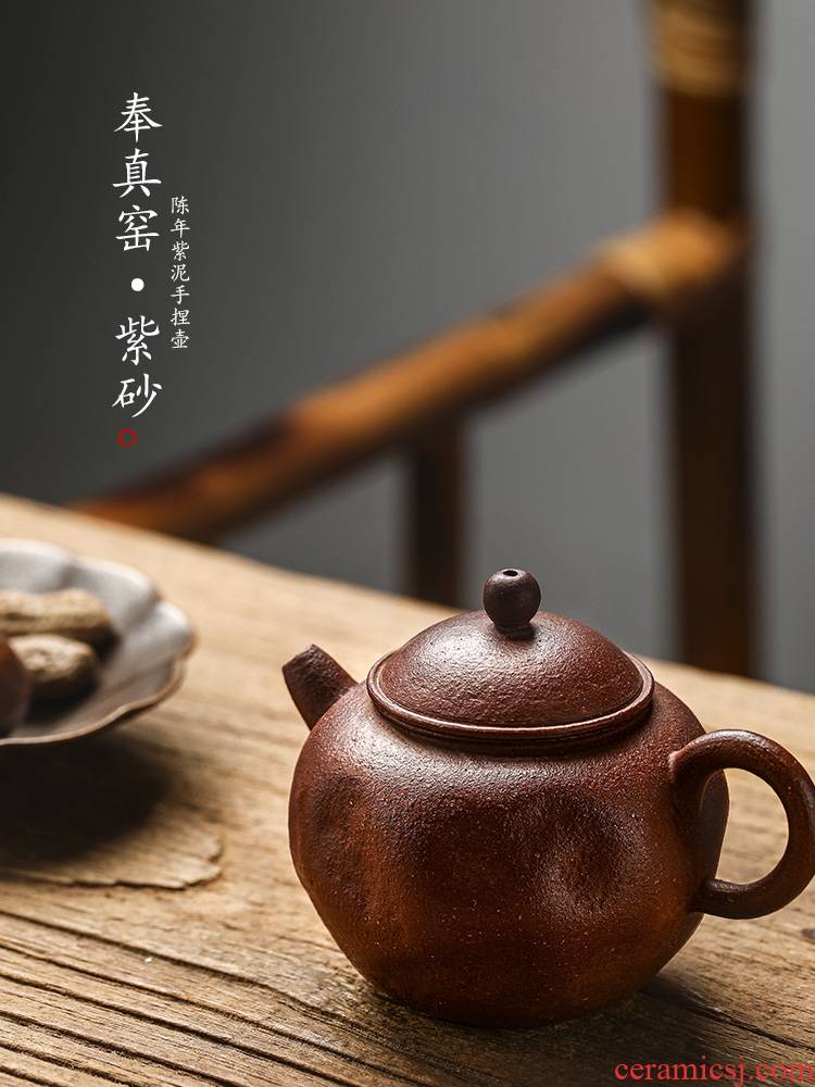 It Chinese kungfu tea teapot jingdezhen pure manual small single pot of household ball hole hand in true up with pot