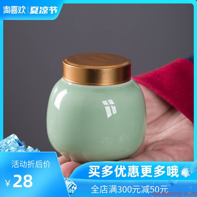 The Crown chang mini caddy fixings ceramic metal cover seal tank storage tank with portable travel small caddy fixings celadon