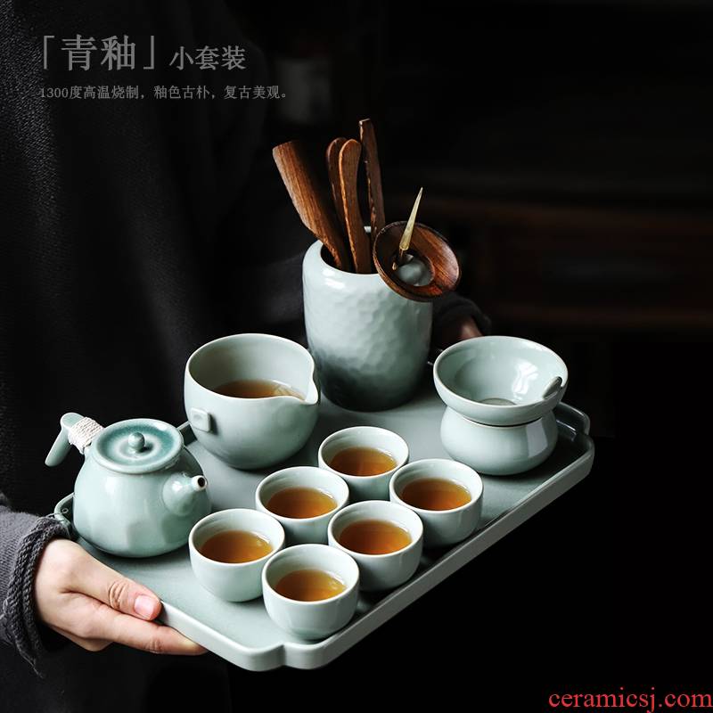 ShangYan Japanese kung fu tea set suit household contracted ceramic lid small bowl of a complete set of tea cups of tea sets