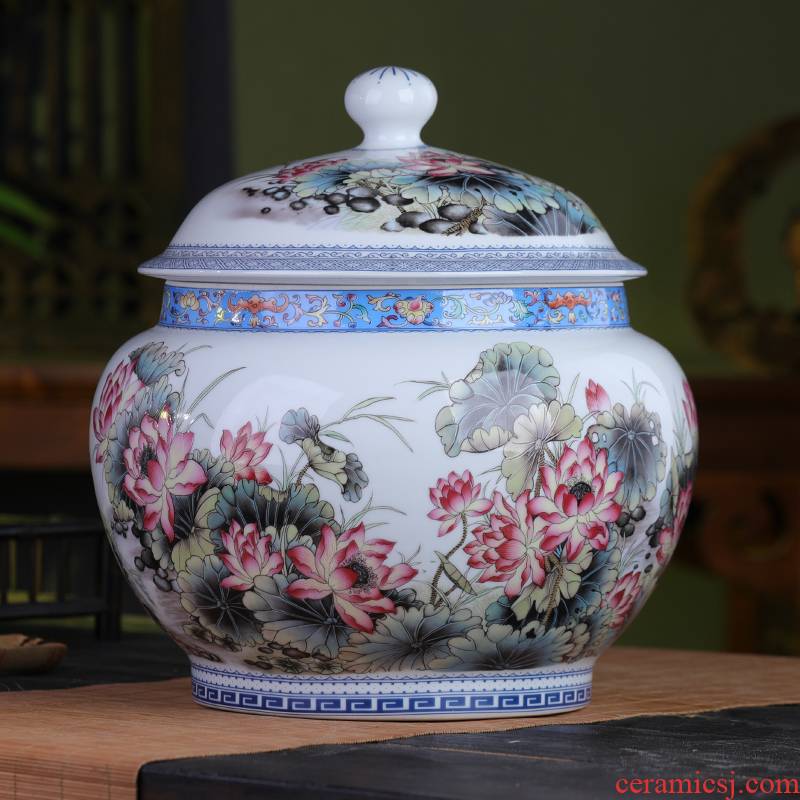 Jingdezhen antique pu 'er tea pot ceramics with cover large seal pot home moistureproof tea cake storage tanks