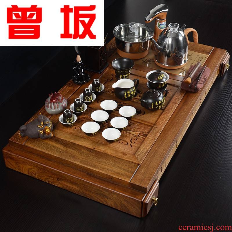 The Who -- solid wood frame feel kung fu tea tray and exquisite pavilion tea sets new violet arenaceous automatic sheung shui