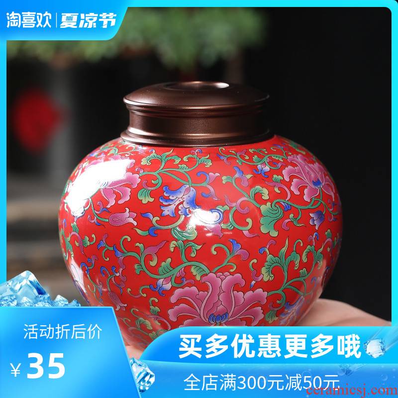 Chang ceramic crown seal pot home moisture storage tank tea caddy fixings in creative fashion small colored enamel porcelain jar