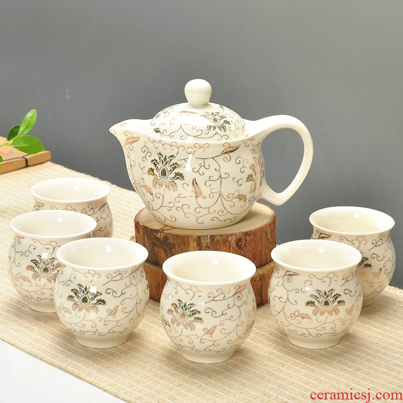 Double blue and white ceramic teapot teacup kung fu belt filter kung fu tea tea cup set on sale
