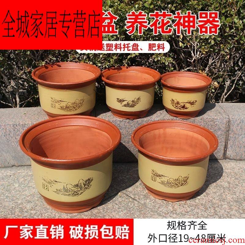 Clay old tray with big ceramic landscape breathable purple sand Clay oversized mud made of baked Clay flowerpots large sets