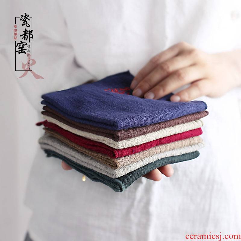 Absorbent cotton and linen household of Chinese style tea table cloth embroidery zen tea towel tea table cloth kung fu tea accessories