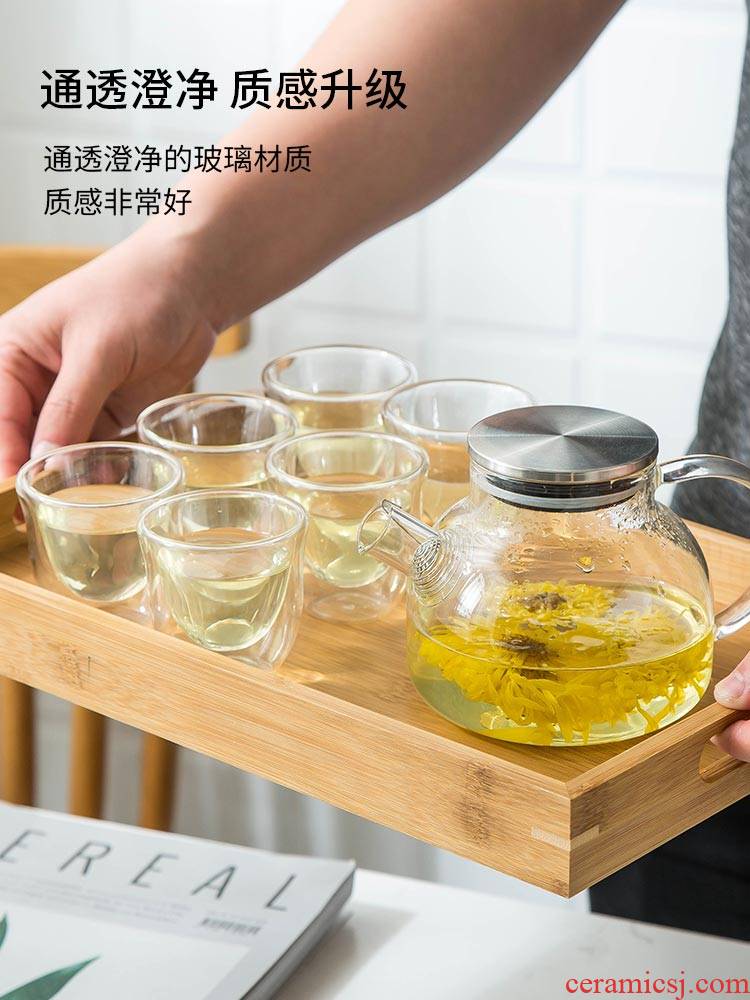 Glass tea set kung fu tea cups office transparent contracted and I high temperature resistant black tea tea teapot household