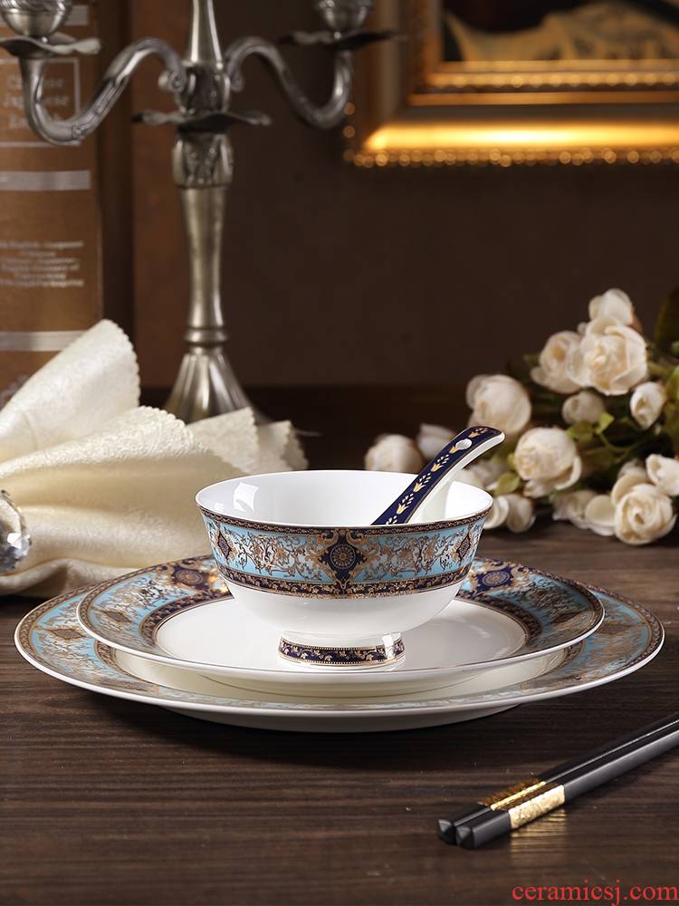 Qiao MuBo sago blue European - style ipads porcelain tableware suit American western - style food table dish between example home dishes dishes