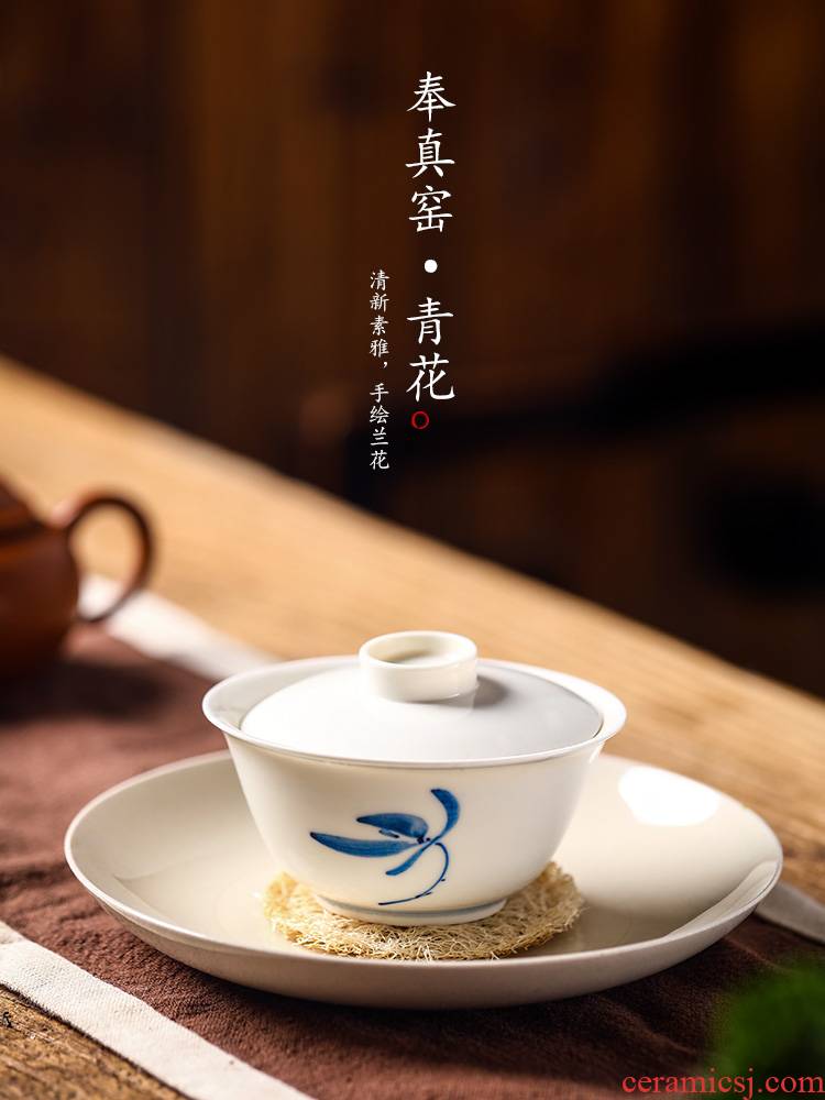 Jingdezhen tea is tea tureen the hot hand orchids white blue and white porcelain kung fu tea art household contracted tea set