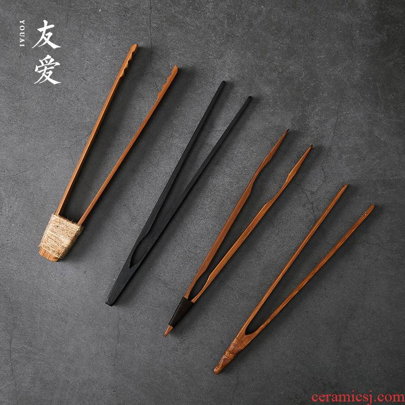 Love ChaGa bamboo bamboo products bamboo cups clip kung fu tea set tweezers than copper tea 6 gentleman accessories