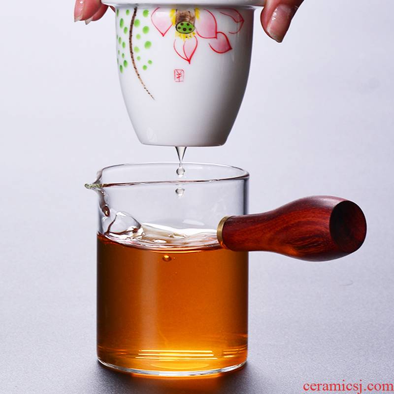 Fujian tea ware and high temperature resistant glass teapot household ceramics bladder Japanese contracted with wooden handle, the side of the single pot of tea