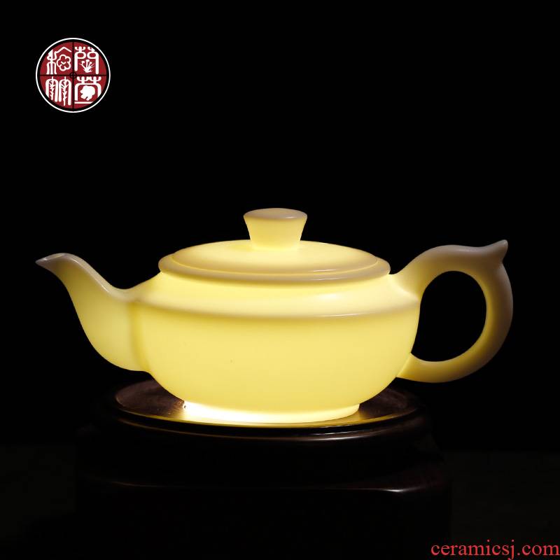 By patterns guo - jin zhang han flat pot dehua white porcelain ceramic teapot tea mercifully single pot of kung fu tea