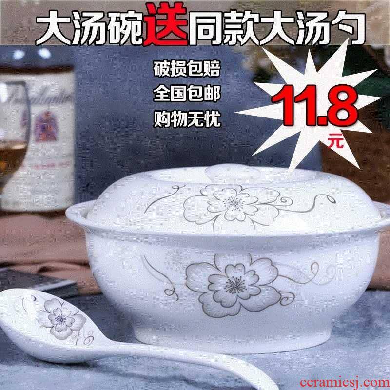 The Soup bowl creative jingdezhen ancient Soup basin product pot with cover household utensils large - sized big jingdezhen microwave scene