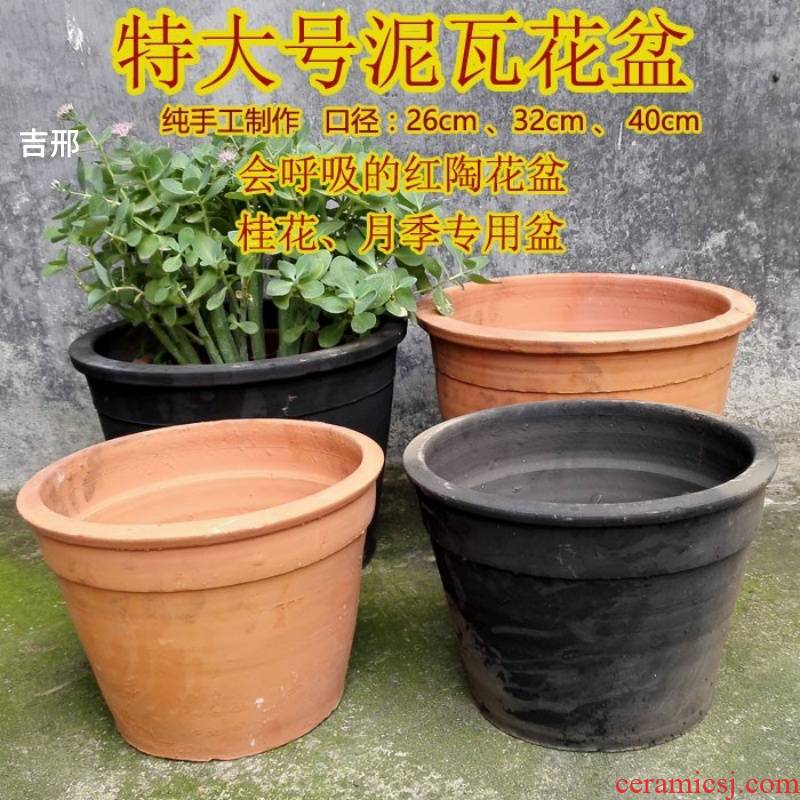 Place like red clay ceramic thick clay POTS made of baked clay permeability old is suing garden flowerpot planting soil made of baked clay mud old - fashioned