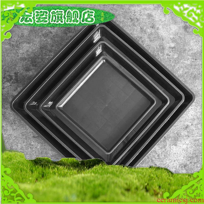 Cement flowerpot bottom water pans, black plastic tray base square round large flower pot base receptacle