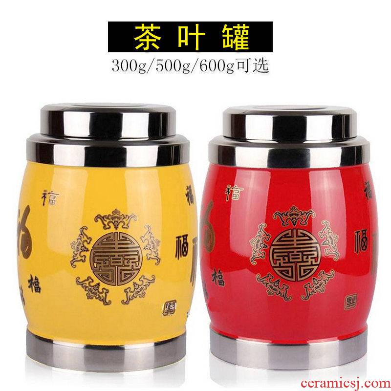304 stainless steel tea pot double upset Chinese wind POTS sealed storage tank metal tea bucket of large capacity