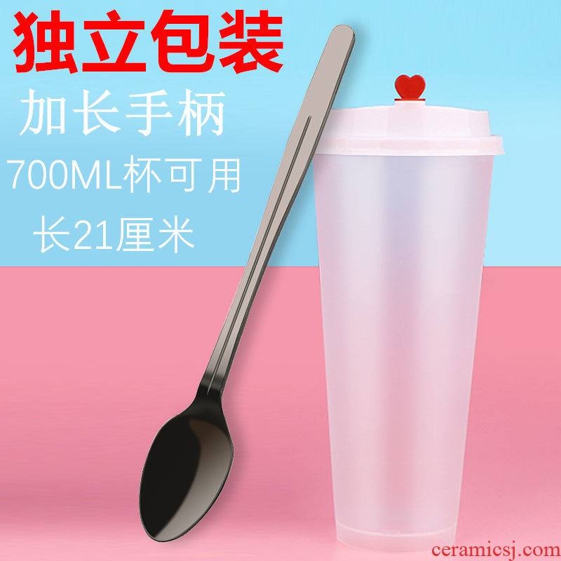 21 cm the disposable plastic book of this product long spoon handle special long run lengthened individually said the milk tea shop