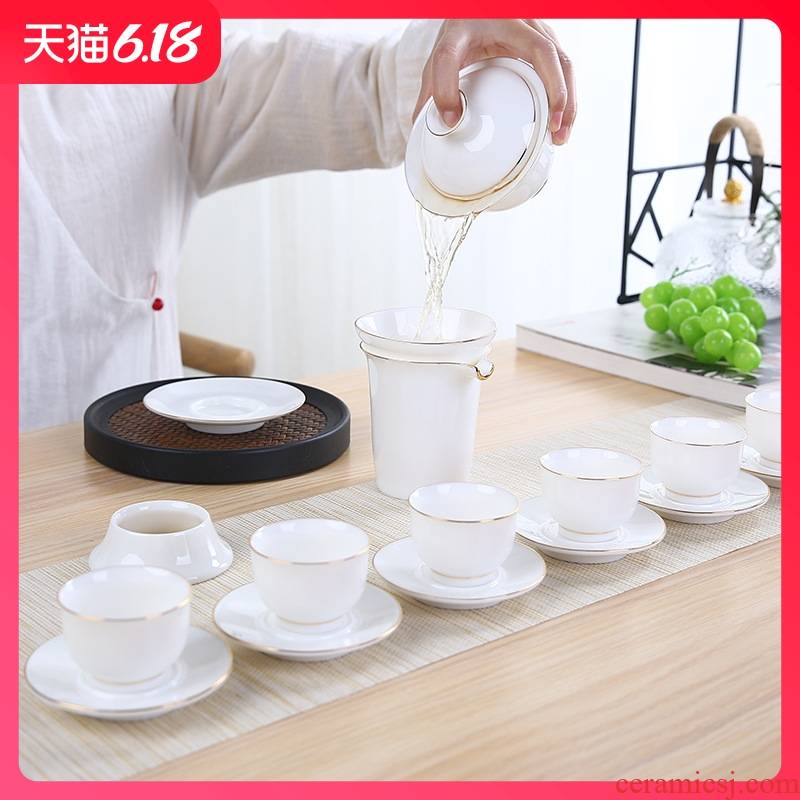Guest comfortable suet jade porcelain household ceramics tureen resistant paint kung fu tea business gifts customized packages