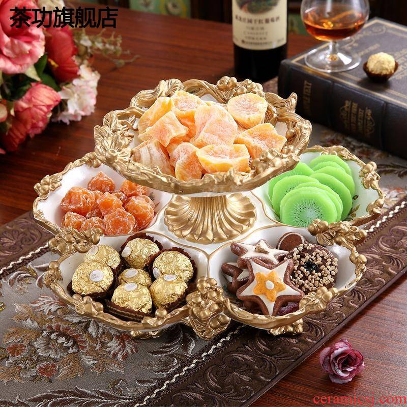 Sitting room creative double fruit bowl dessert plate household household adornment dry fruit bowl tea table furnishing articles snack boxes