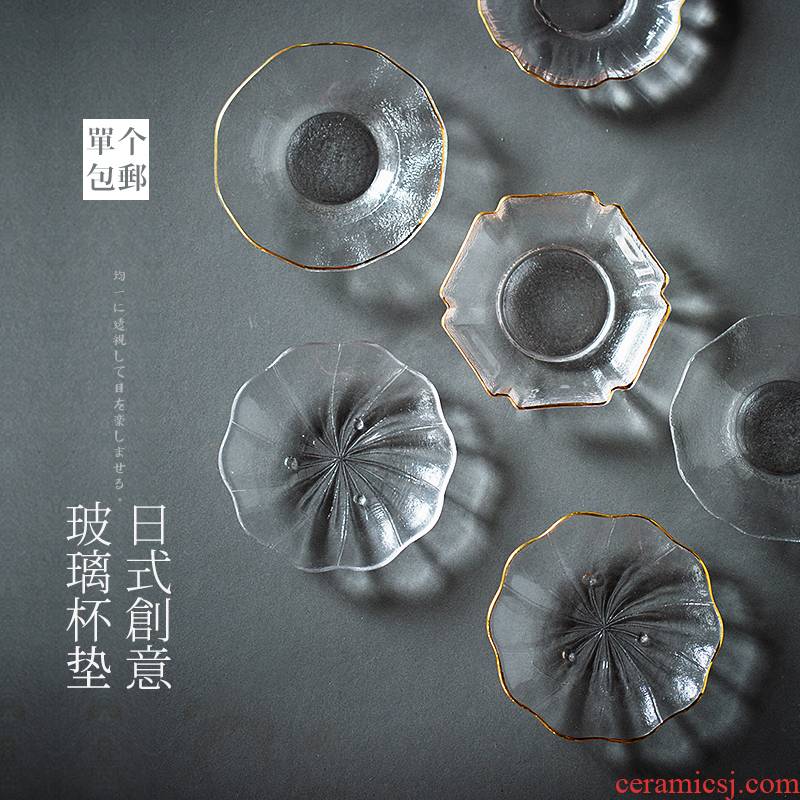 Japanese heat - resistant glass saucer transparent insulation MATS hammer tea cup mat accessories tea saucer
